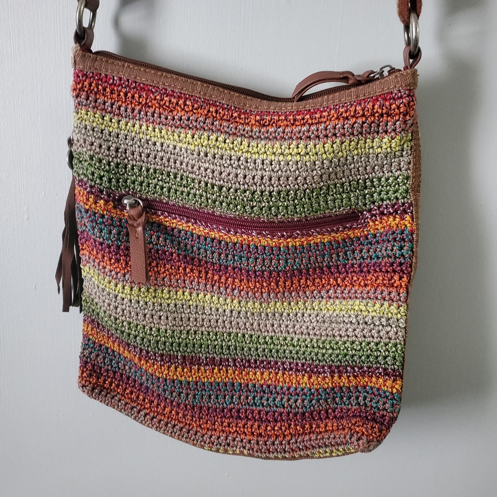The Sak | Lucia Multicolor Woven Striped Crochet Crossbody Shoulder Bag Purse - Picture 2 of 13